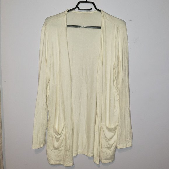 Ultra Soft Long Off-White 2 Pocket Open Cardigan - Picture 1 of 3